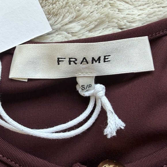 FRAME The Keyhole Matte Jersey Top in Cabernet Size S - Picture 9 of 16